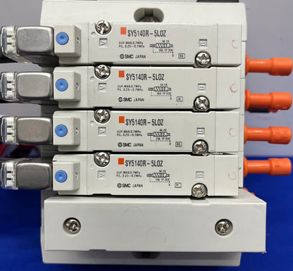 SMC 5000 SERIES SS5Y5-1010983-01-3 MANIFOLD SY5140R-5LOZ SOLENOID VALVES - QTY 2