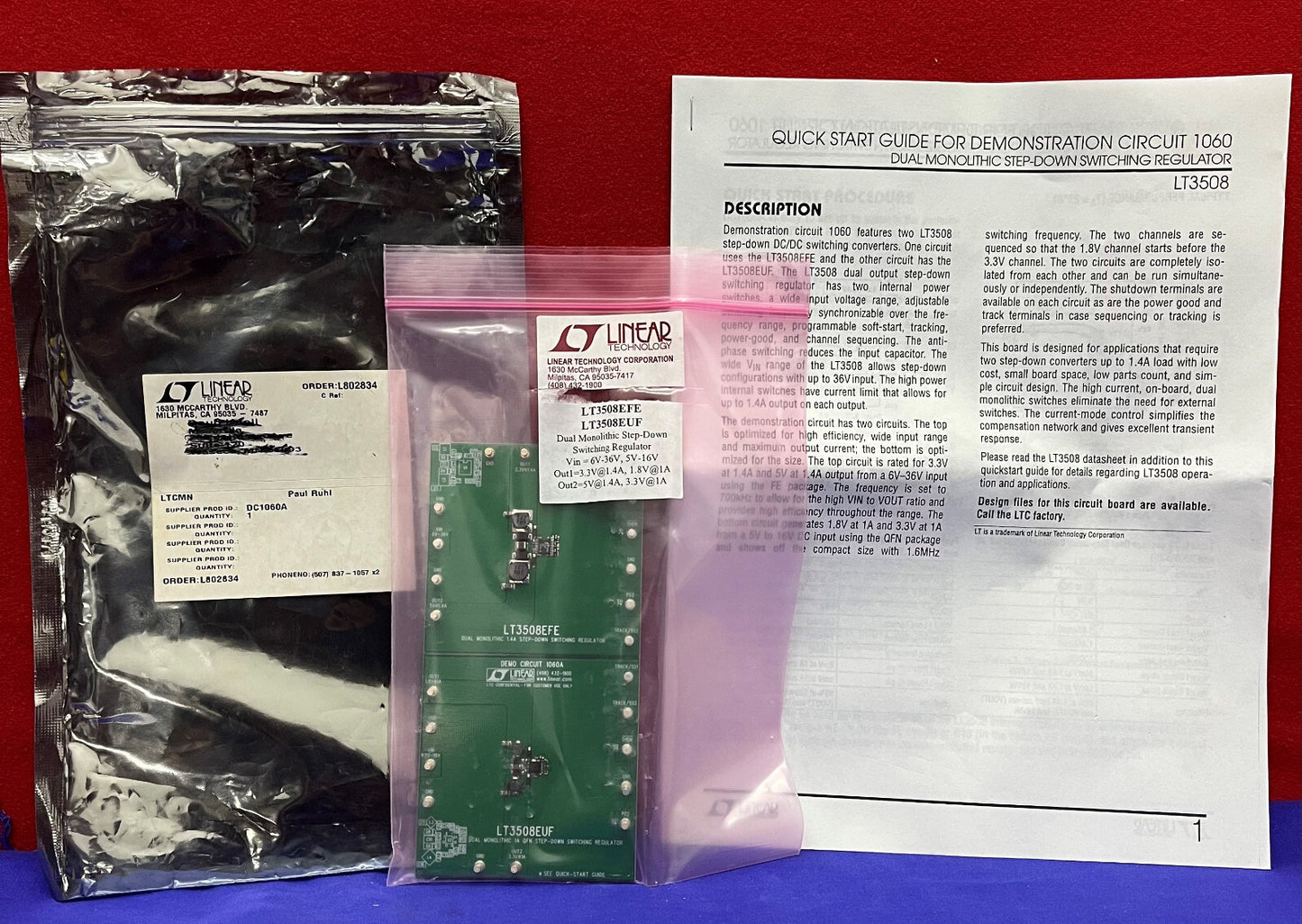 Circuito dimostrativo della scheda Linear Technology DC1060A LT3508EFE/LT3508EUF