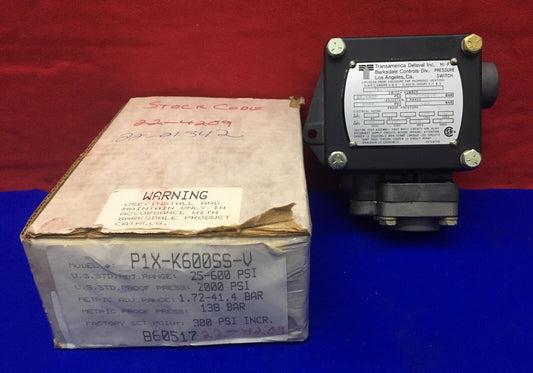 TRANSAMERICA DELAVAL BARKSDALE CONTROLS P1X-K600SS-V PRESSURE SWITCH
