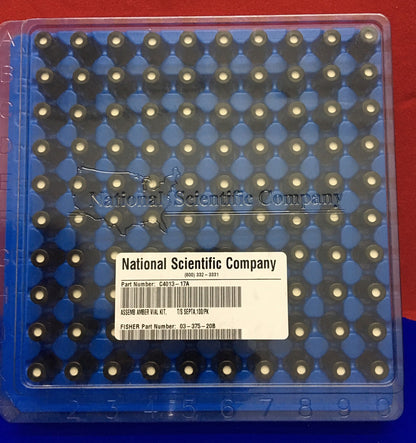 NATIONAL SCIENTIFIC FISHER C4013-17A '1 PACK OF 100 VIALS' ASSEMB AMBER VIAL KIT