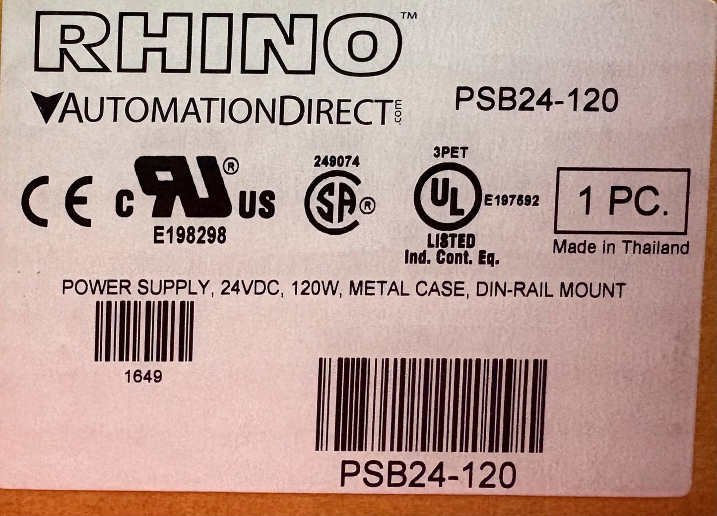 RHINO POWER SUPPLY PSB24-120 24VDC 5A