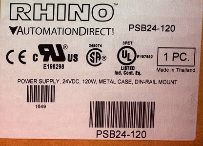 RHINO POWER SUPPLY PSB24-120 24VDC 5A