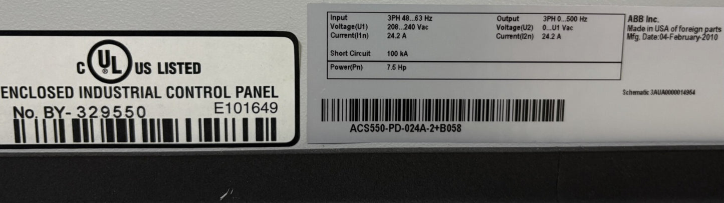 VARIADOR DE USO GENERAL CON UNIDAD DE ACCIONAMIENTO TRIFÁSICO ABB ACS550-PD-024A-2+B055