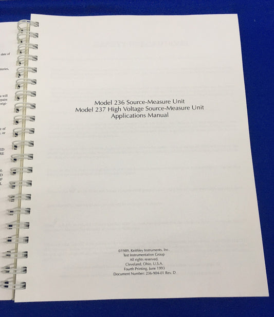 MANUEL D'APPLICATION DES UNITÉS DE SOURCE-MESURE KEITHLEY 236/237