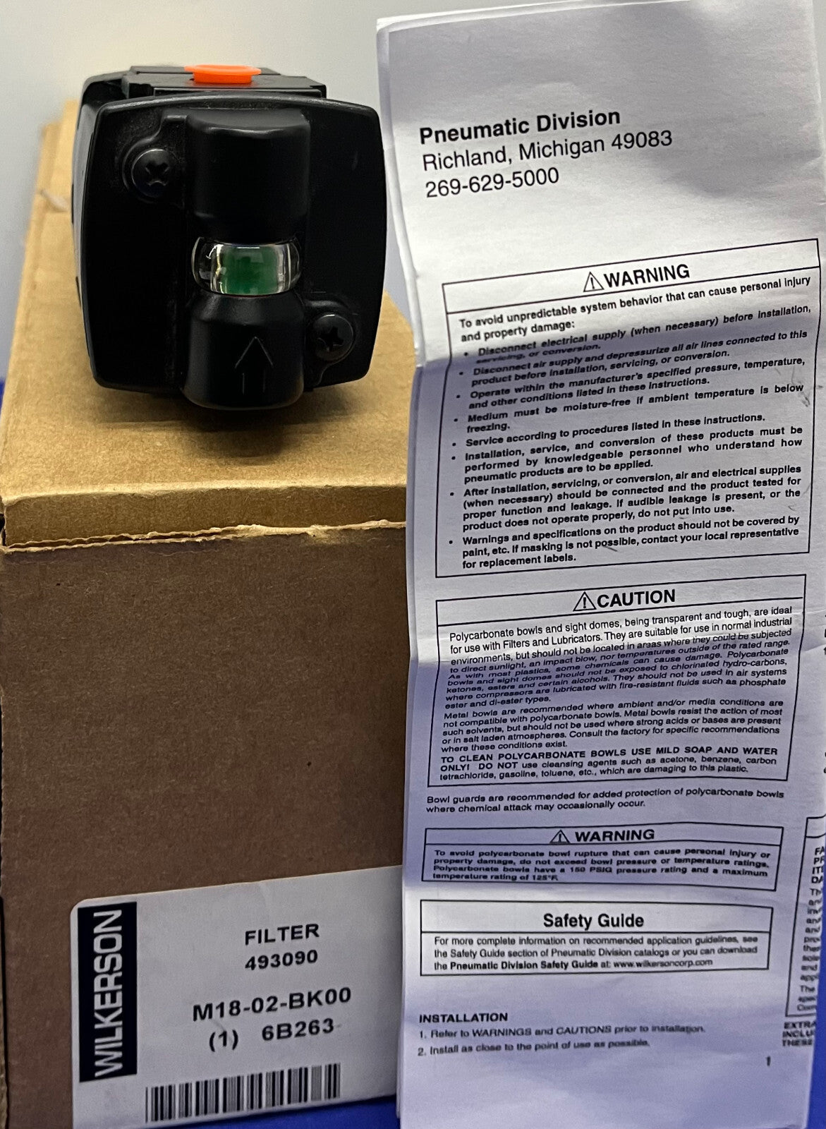 FILTRO PNEUMATICO WILKERSON M18-02-BK00 FILTRO 493090 (1) 6B263