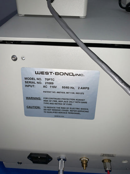 WEST-BOND 70PTC WIRE BOND PULL TESTER W/MICROSCOPE & WF10X/22 EYEPIECES