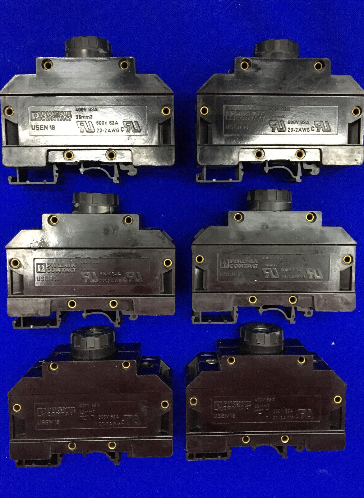 '1 LOT QTY 6' PHOENIX CONTACT USEN 18 FUSE HOLDER ELEMENT TERMINAL BLOCKS