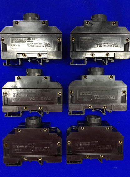 '1 LOT QTY 6' PHOENIX CONTACT USEN 18 FUSE HOLDER ELEMENT TERMINAL BLOCKS