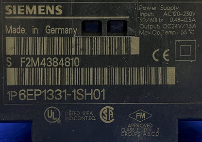 SIEMENS LOGO! ALIMENTATORE 6EP1331-1SH01 DC 24V 13A - 1 LOTTO QTY 2