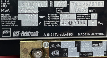RSF ELEKTRONIK MSA 6706 67061 170 MM LINEAR-ENCODER MIT Parker Daedal 106061C20ELH