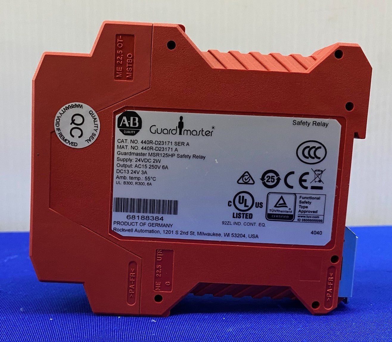 AB ALLEN BRADLEY GUARDMASTER®  440R-D23171 SER A MSR125HP SAFETY RELAY