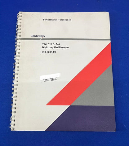TEKTRONIX TDS 520 &amp; 540 デジタイジングオシロスコープ 070-8603-00 パフォーマンスマニュアル