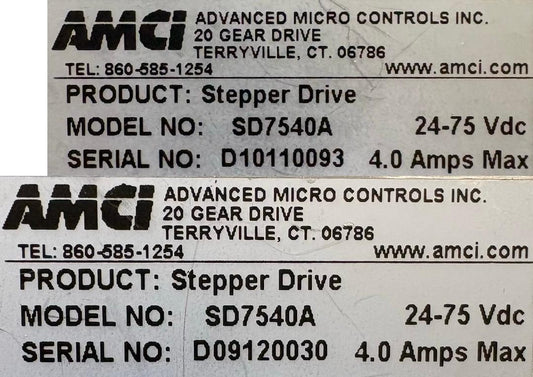 ADVANCED MICRO CONTROLS AMCI SD7540A STEPPER DRIVE - 1 LOT QTY 2