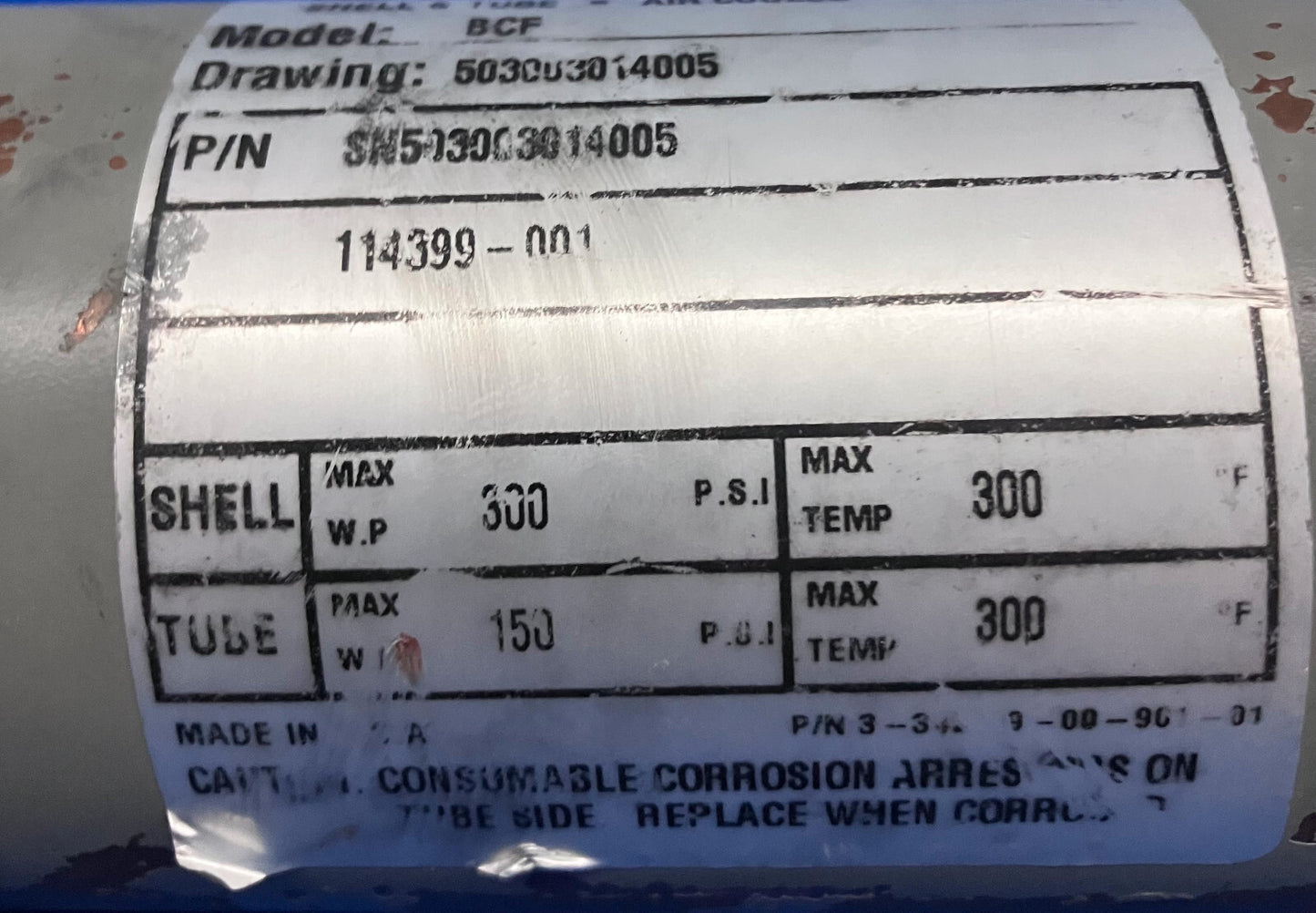 ITT STANDAARD BCF WARMTEWISSELAAR 14'' X 3'' SN# 503003014005