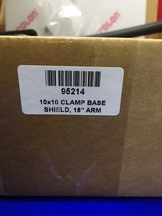 95214 18" ARM FLEXIBLE SAFETY SHIELD C-CLAMP W/ FLAT SAFETY SHIELD 10X10