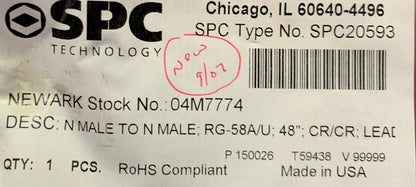 5 個ロット - SPC テクノロジー (Amphernol 類似品) SPC20593 RG58 RG-58A/UN