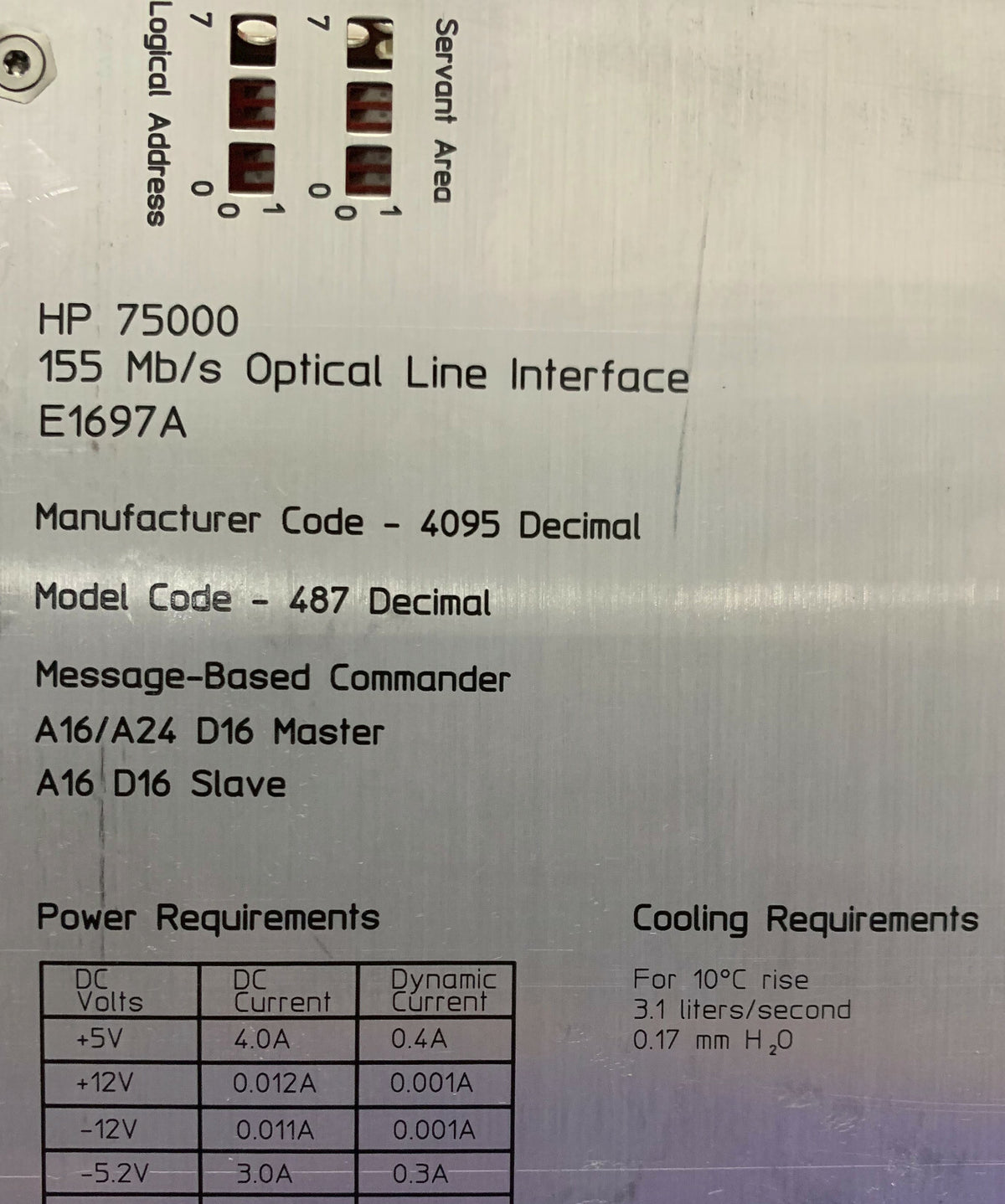 HP / HEWLETT PACKARD 75000 / VXI E1697A 155 Mb/s OPTICAL LINE INTERFACE