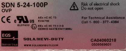 SOLA / HEVI- DUTY SDN 5-24-100P OVP POWER SUPPLY