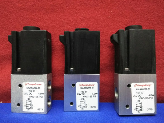 1 LOTE CANTIDAD 3 HUMPHREY 153-37-24VDC 153 37 24VDC VÁLVULA DIRECCIONAL NEUMÁTICA DE 3 VÍAS