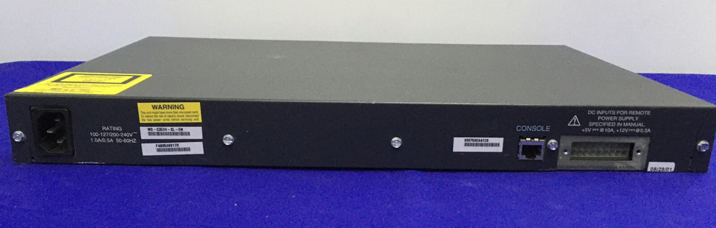 CISCO SYSTEMS 3500 SERIES XL SN FAB0536V17D 24 PORT ETHERNET ROUTER 48 VDC & 12