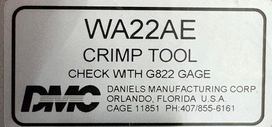 DMC DANIELS MFG WA22AE CRIMP TOOL 80-120 PSI