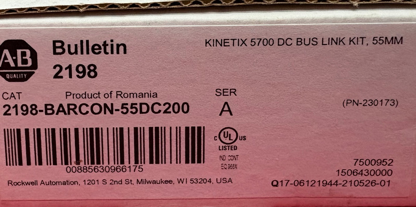 Allen Bradley AB KINETIX 5700 DC BUS LINK KIT 55mm 2198-BARCON-55DC200 SER. A