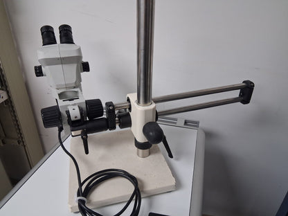 OLYMPUS SZ61 6.7 - 45X STEREO MICROSCOPE WITH BOOM STAND AND LED RING LIGHT