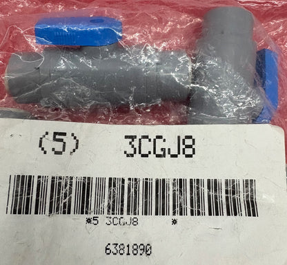 PVC INLINE 2-WAY BALL VALVE 6381890 3/8”x3/8” 3CGJ8 - 1 PACKAGE QTY 5