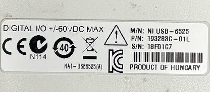 NATIONAL INSTRUMENTS NI USB-6525 P/N 193283C-01L DIGITAL I/O DEVICE PARTS/REPAIR