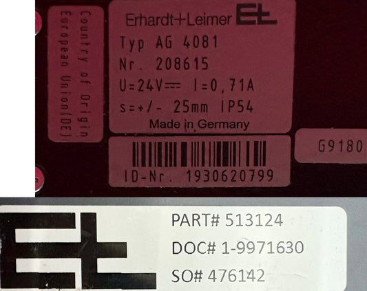 ERHARDT + LEIMER AG-4081 LINEAR ACTUATOR PN 513125 - 1 LOT QTY 2