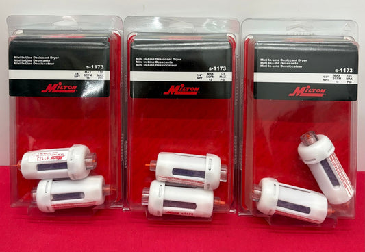 LOT OF 3 w/ 2 INCLUDED MILTON S1173 MINI IN-LINE DESICCANT DRYER 1/4” NPT 125