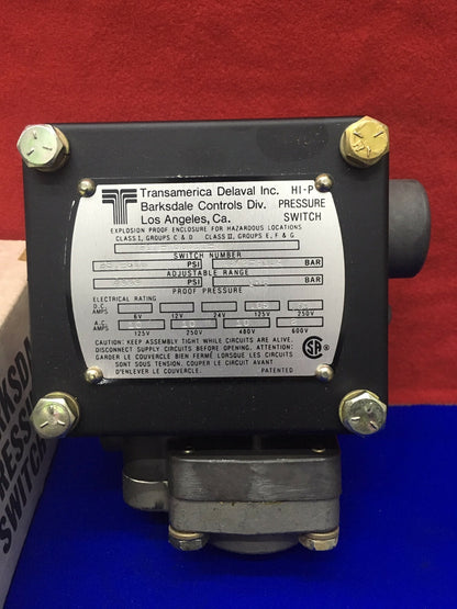 TRANSAMERICA DELAVAL BARKSDALE CONTROLS P1X-K600SS-V PRESSOSTAT