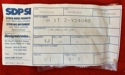 SDP/SI Acetal-Kunststoff-Zahnrad mit Messingnabe A 1T 2-Y24048 GR.MOLD.SP.24P.