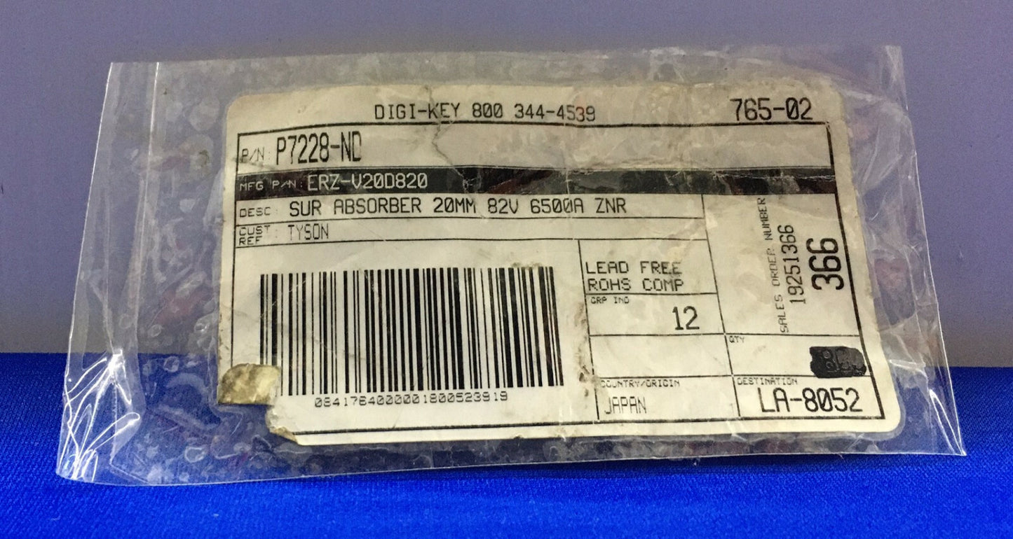 1 VERPAKKING VAN 50 STUKS - DIGI-KEY P7228-ND ERZ-V20D820 VARISTOR OP ABSORBER 82V 10KA