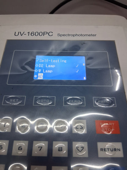 VWR UV-1600PC SPECTROPHOTOMETER 110 V AC 120 W 60 HZ 15A TESTED WORKS