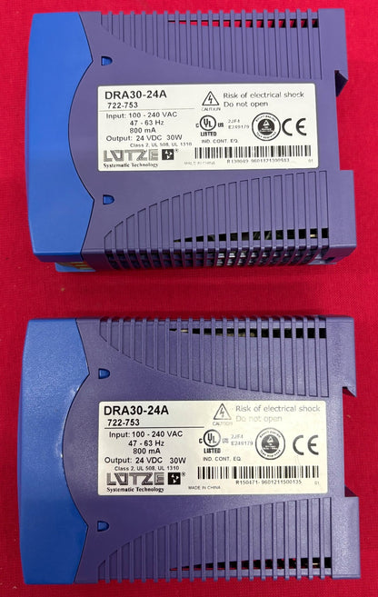 LUTZE / Luetze 電源 DRA30-24A / 722-753 24VDC 30W - 1 ロット数量 2