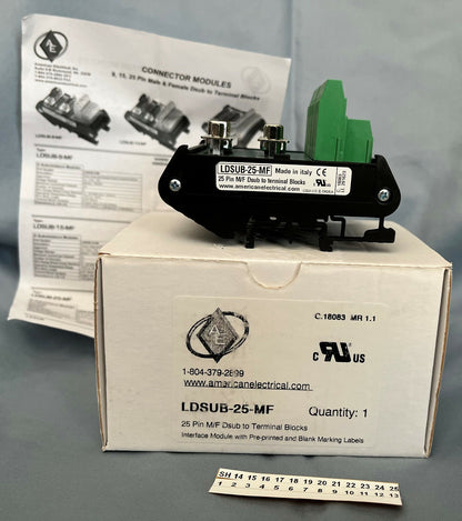 Bloque de terminales Dsub macho/hembra de 25 pines LDSUB-25-MF de American Electrical