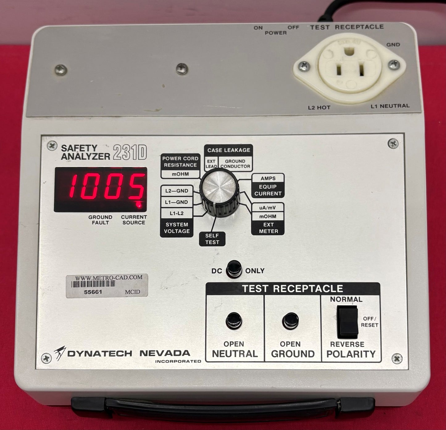 DYNATECH NEVADA 231D SAFETY ANALYZER 100-125 VAC 50-60HZ SN 4872