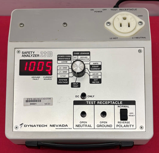 DYNATECH NEVADA 231D SAFETY ANALYZER 100-125 VAC 50-60HZ SN 4872