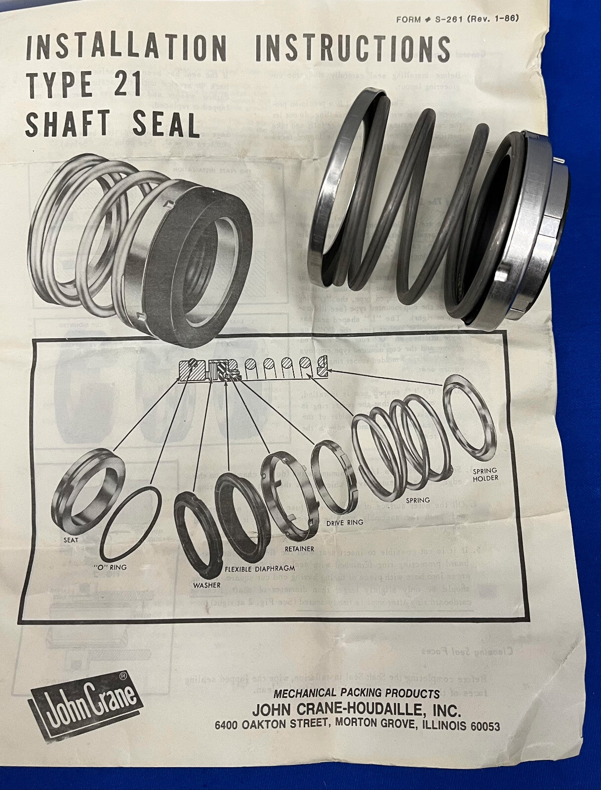 JOHN CRANE-HOUDAILLE ASSEAL 60DD98 / 81-27086 - ARTIKEL IS MOGELIJK INCOMPLEET