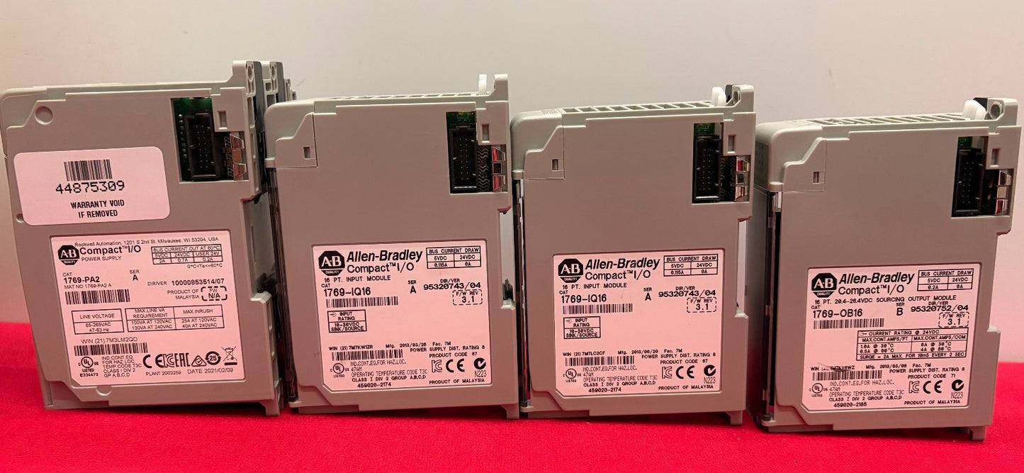 ALLEN BRADLEY 1769-ECL SERA,1769-PA2 SERA ,1769-OB16 SERB,QTY 2 - 1769-IQ16 SERA