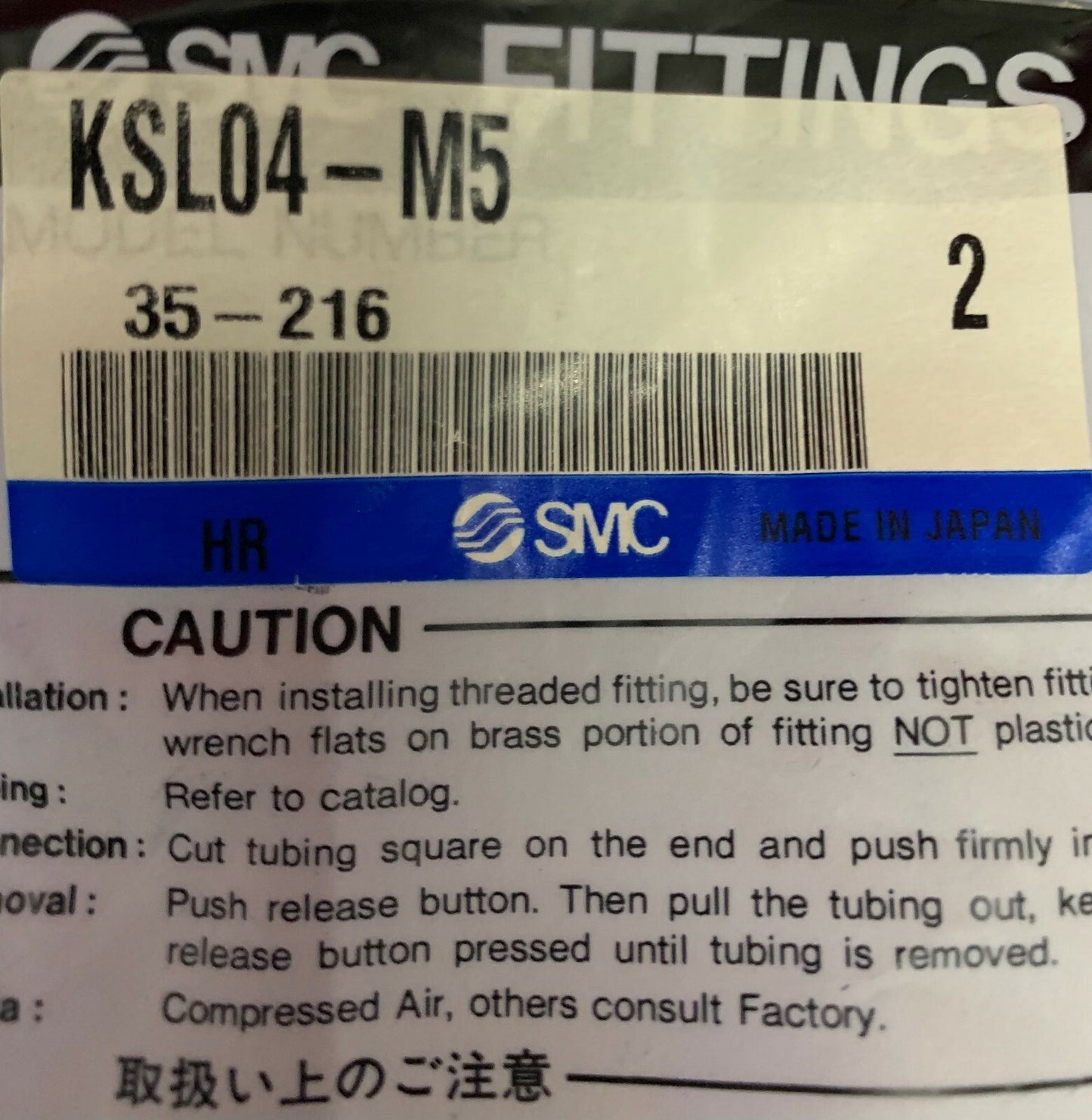 4er-Packung (2 Stück pro Beutel) SMC KSL04-M5 pneumatische Winkelverschraubungen 