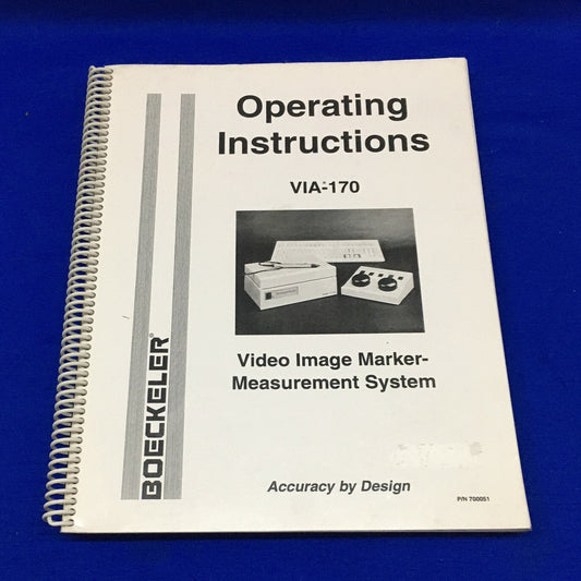 BOECKELER ®VIA-170 /700051 OPERATING INSTRUCTIONS MANUAL