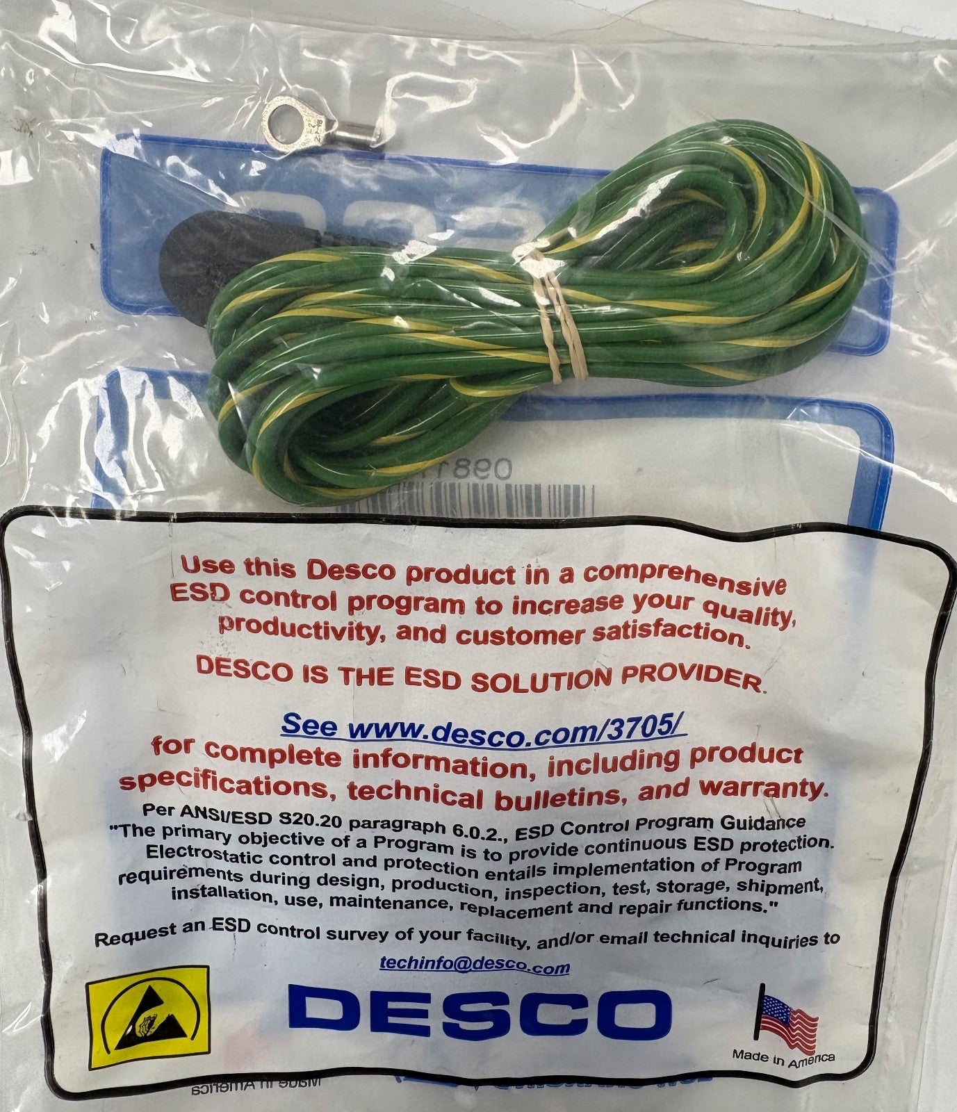 DESCO 09817 ESD GROUNDING CORD GRND FLR 10mmSCKT NO RES 10'  FEMALE SNAP
