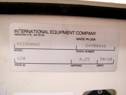 FÜR TEILE/REPARATUREN: IEC MICROMAX ZENTRIFUGE NICHT GETESTET