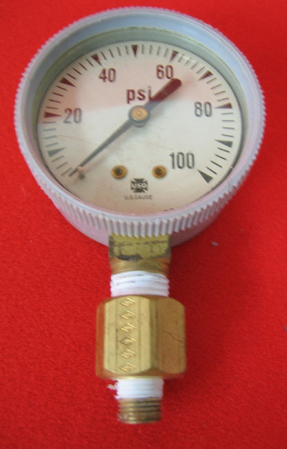 USG 100 PSI 0-100 PSI DRUKMETER METER ONDERAANSLUITING 