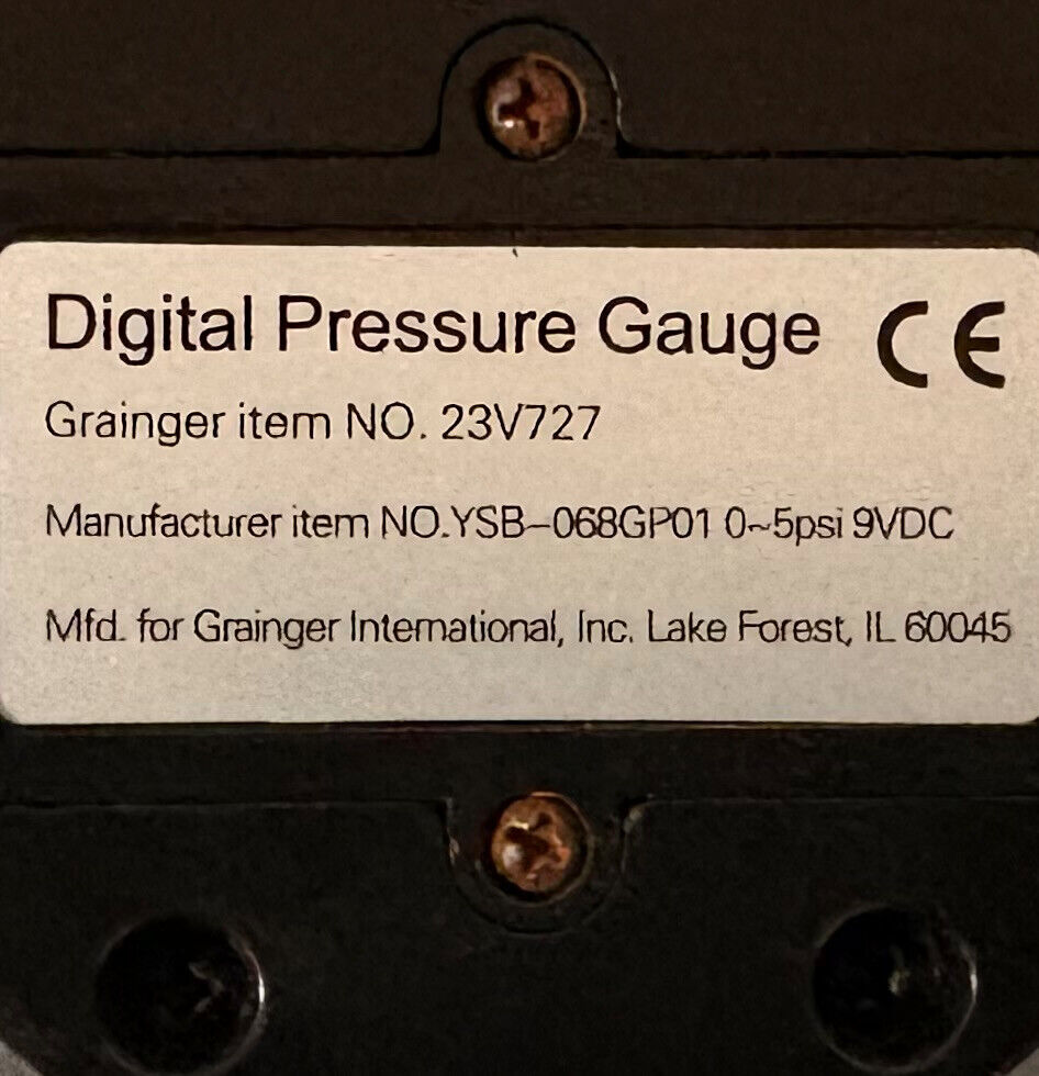 GRAINGER BLD デジタル圧力計 LCD ディスプレイ付き 23V727 YSB-068GP01 