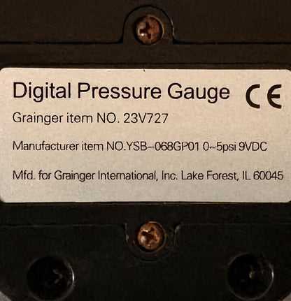 GRAINGER BLD デジタル圧力計 LCD ディスプレイ付き 23V727 YSB-068GP01 