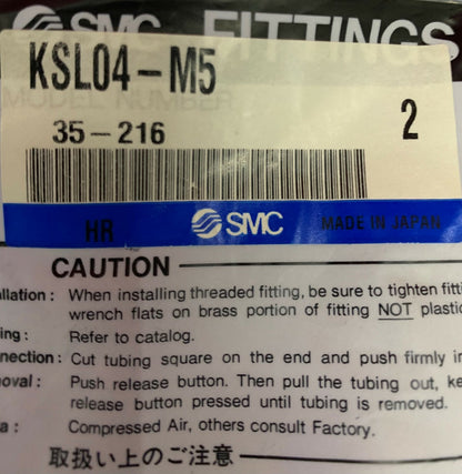 Lot of 4 Bags (Qty 2 per Bag) SMC KSL04-M5  Pneumatic Elbow Fittings