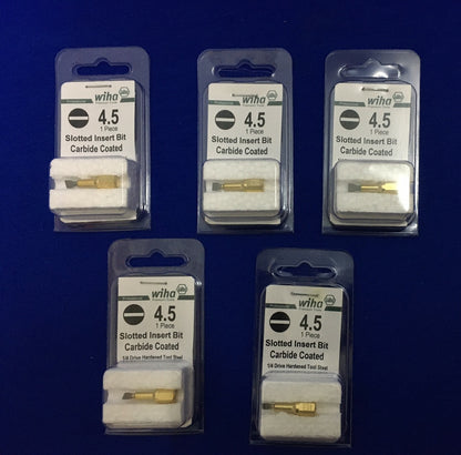 1 LOT DE 5 - WIHA 71010-1 PACK D'EMBOUTS SUR UNIVERSEL 1/4" HEX DRIVE 4,5 FENTE